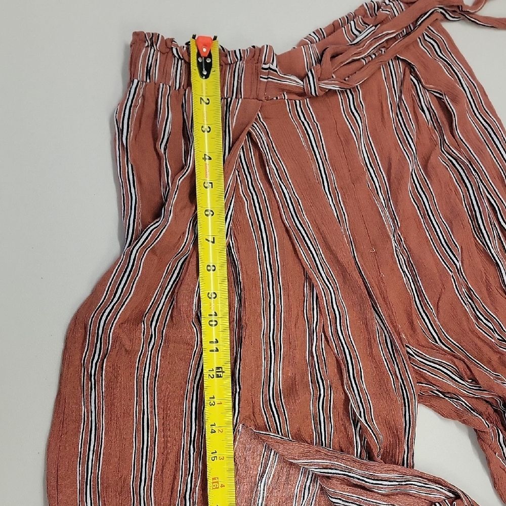 Boho Flowy Striped Wide Leg High Split Faux Wrap Pants Y2K Beach Vacay Trousers - Picture 13 of 14